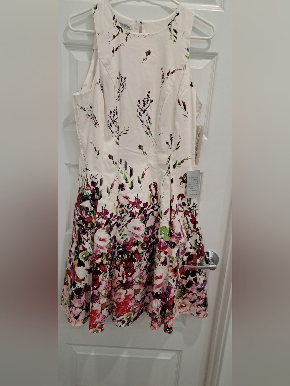 Floral Fit & Flare Maggie London  Dress in Ivory, Pink,Purple